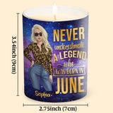 Never Undersestimate A Legend - Personalized Horoscope Candle With Wooden Lid