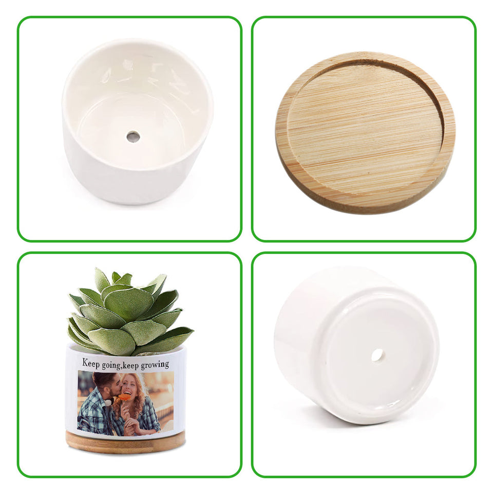 Custom Text & Photo Plant Pot - gift for her, plant mom, wife, mom - Personalized Ceramic Pot