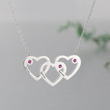 Triple Name - Personalized S925 Silver Triple Heart Name Necklace