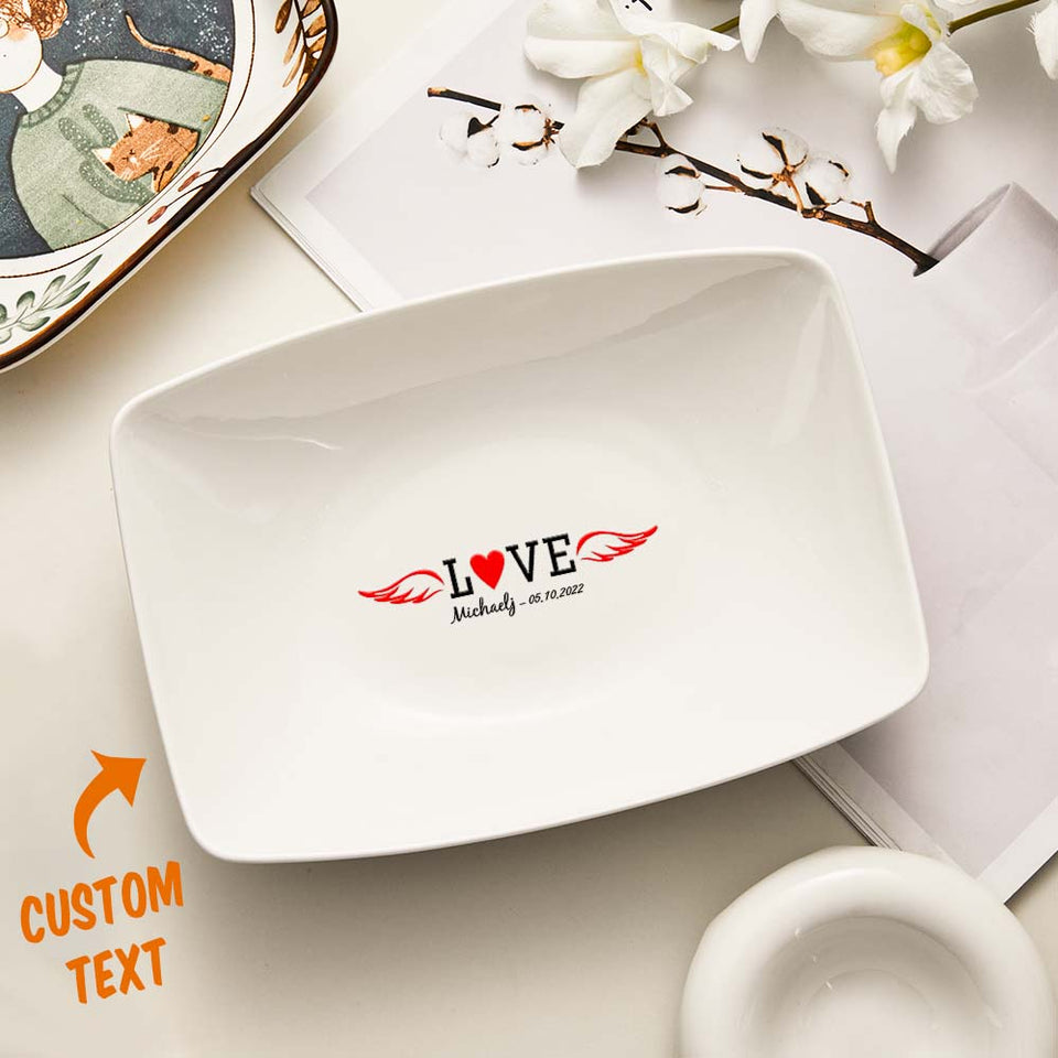 Name Engraved Tableware Plate Love Heart - gift for anyone, who lost a loved one - Personalized Plate