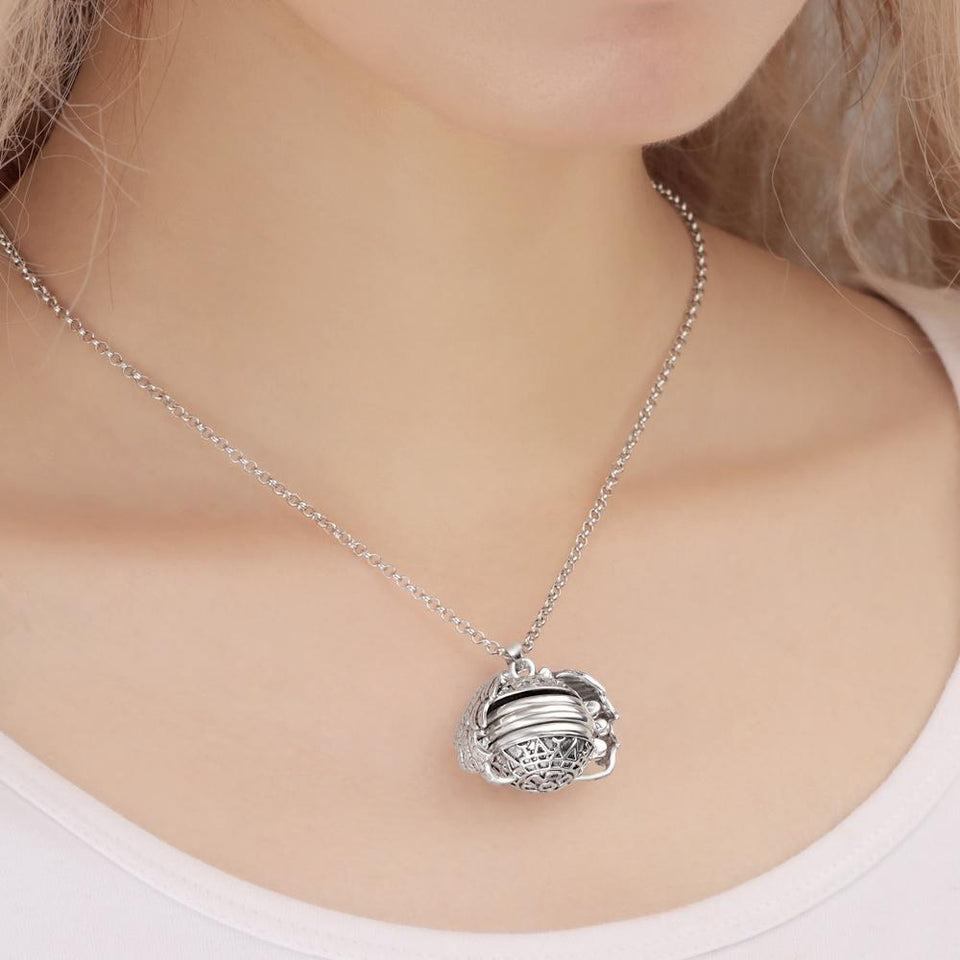 Any Photo - Personalized Angel Wings Expanding Photo Ball Locket Necklace