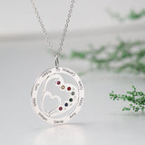 Our Family - Personalized Family Round and Heart Engraved Necklace