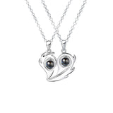 Matching Heart - Personalized Couple S925 Silver Heart Projection Necklace