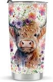 Floral Highland Cow Highland Cow Tumbler 0624