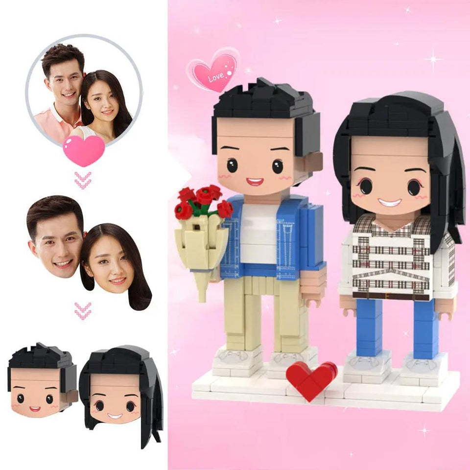 I Love You Forever - gift for husband, wife, boyfriend, girlfriend - Personalized Photos Brick Figures
