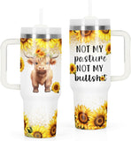 Not My Pasture Not My Problem Highland Cow Tumbler  With Handle 0624