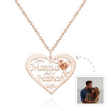 Engraved Photo Necklaces Heart-shaped With Names - Personalized Couple Necklace