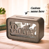 Personalized Name Rectangular Wooden Piggy Bank