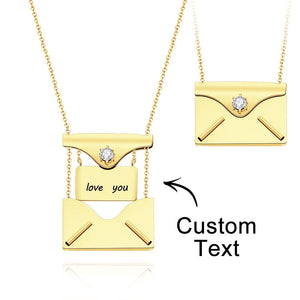 Any Text Letter - Personalized Couple Engraved Necklace Envelope Letter