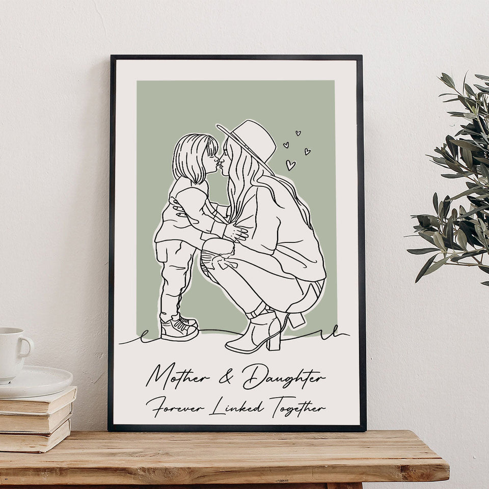Custom Lineart Portrait - Personalized Mother Canvas And Poster