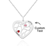 Our Family - Personalized Family Name Heart Pendant Necklace with Birthstone