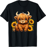 Sunflower Highland Cow Highland Cow T-shirt & Hoodie 0624