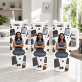 Any Photo Gift For Colleagues - Personalized Colleague Tumbler With Plush Charm