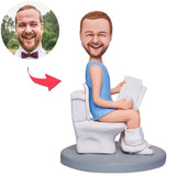 Funny Toilet Reading - Personalized Man Sitting Toilet Bobblehead