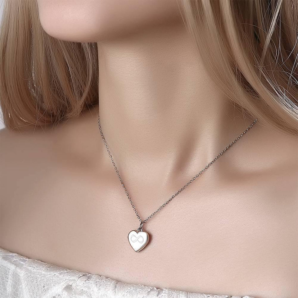 Infinity Love - Personalized Inifinity Heart Engraved Photo Necklace