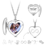 Infinity Love - Personalized Inifinity Heart Engraved Photo Necklace