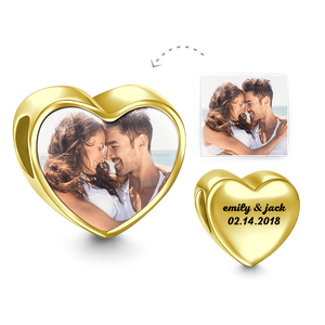 Any Photo - Personalized 14k Gold Heart Photo Charm