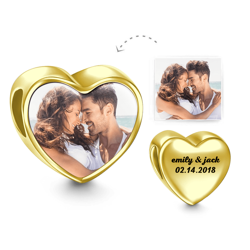 Any Photo - Personalized 14k Gold Heart Photo Charm
