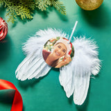 Forever In My Heart - Personalized Memorial Angel Feather Wings Hanging Ornament