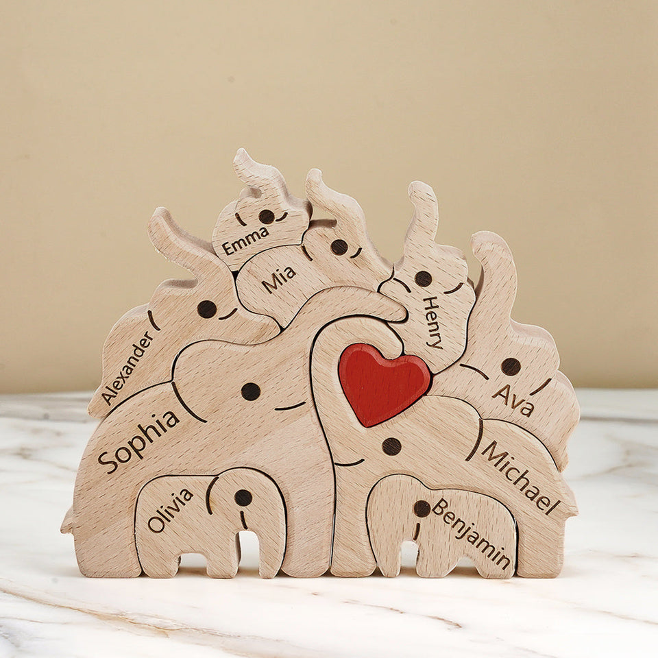 Elephant Family - Personalized Family Wooden Puzzle