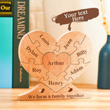 Engraved Wooden Name - Personalized Family Name Heart Puzzle Plaque