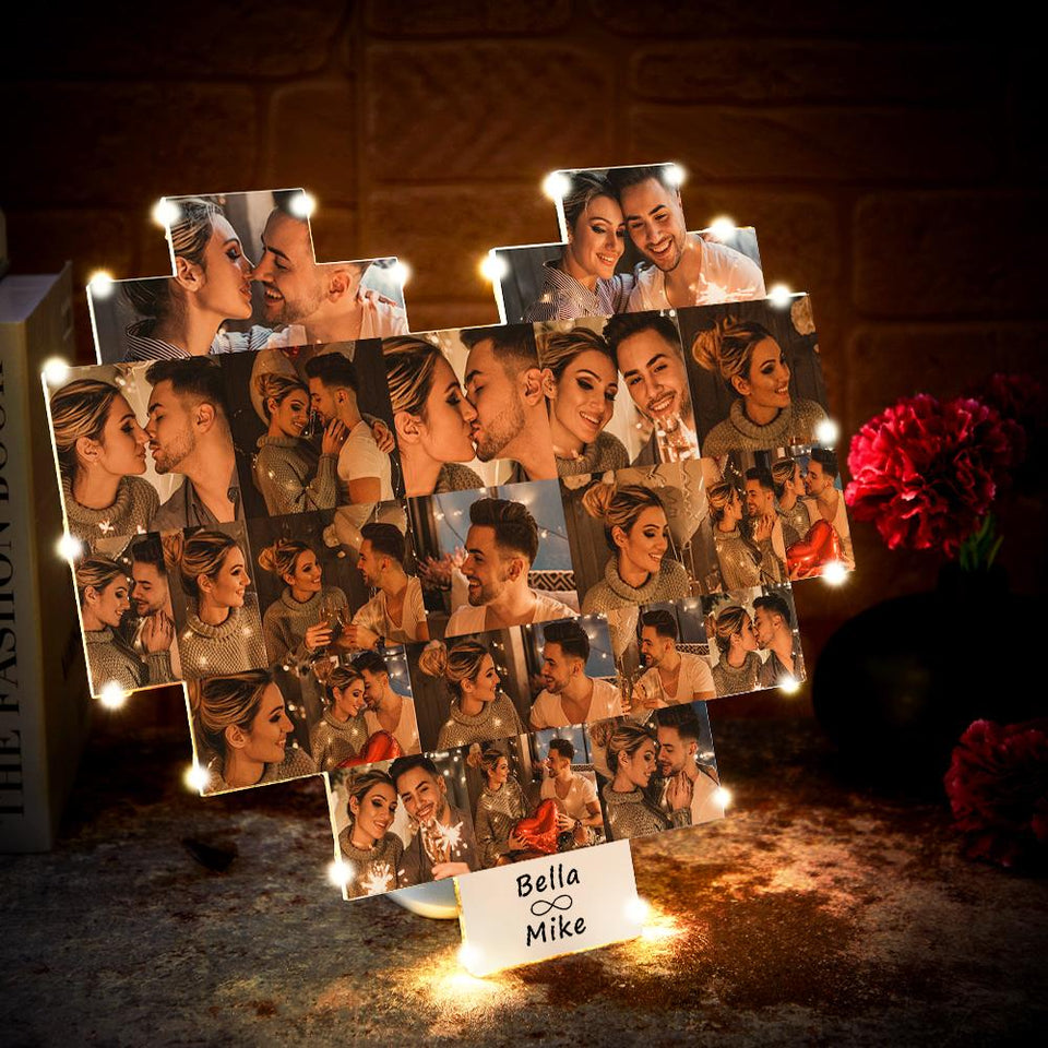 Custom Heart Photo Lamp - Personalized Couple Lamp