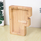Custom Initial And Name - Personalized Letter And Name Light Wooden Piggy Bank