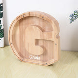 Custom Initial And Name - Personalized Letter And Name Light Wooden Piggy Bank
