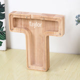 Custom Initial And Name - Personalized Letter And Name Light Wooden Piggy Bank