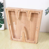 Custom Initial And Name - Personalized Letter And Name Light Wooden Piggy Bank