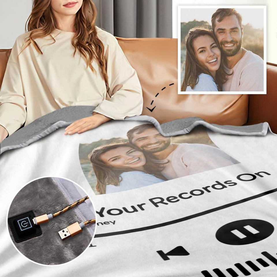 Song Code - Personalized Couple Heating Blanket with 3 Time Settings