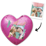 Any Photo - Personalized Couple Heart Magic Sequin Pillow