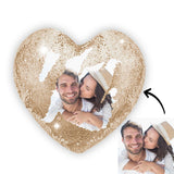Any Photo - Personalized Couple Heart Magic Sequin Pillow