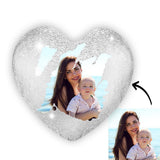 Any Photo - Personalized Couple Heart Magic Sequin Pillow