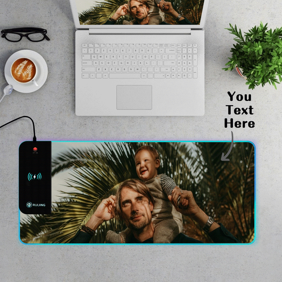 Any Photo - Personalized RGB Wireless Charger Photo LED Mouse Pad
