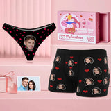 Custom Face Couple Matching Set Women Panties + Men's Boxer Briefs - Personalized Couple Underwear