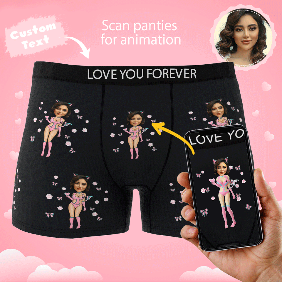Custom Wife Or Girlfriend Face Boxers AR View - Personalized Couple Men's boxer briefs