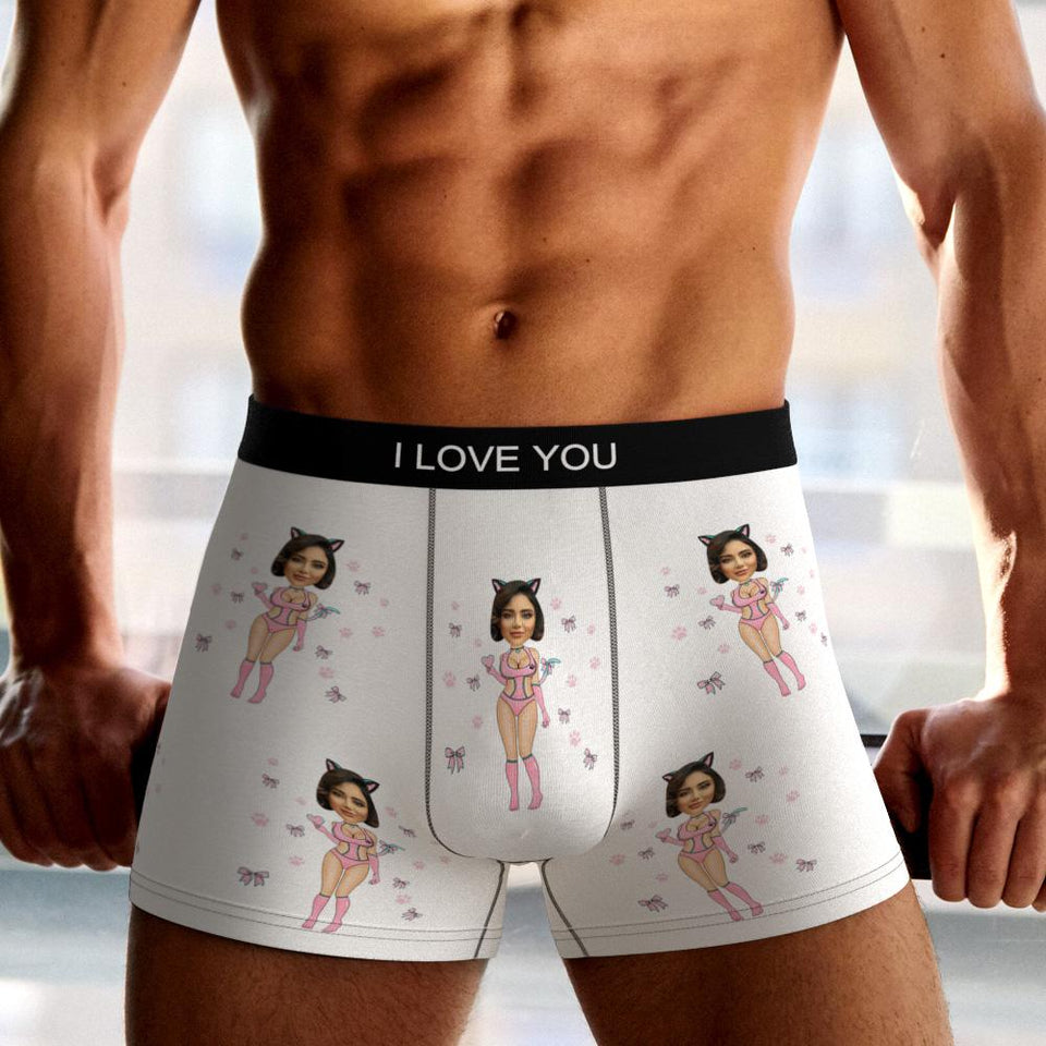 Custom Wife Or Girlfriend Face Boxers AR View - Personalized Couple Men's boxer briefs
