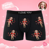 Custom Photo Boxer Red Bow AR View - Personalized Couple Men's boxer briefs