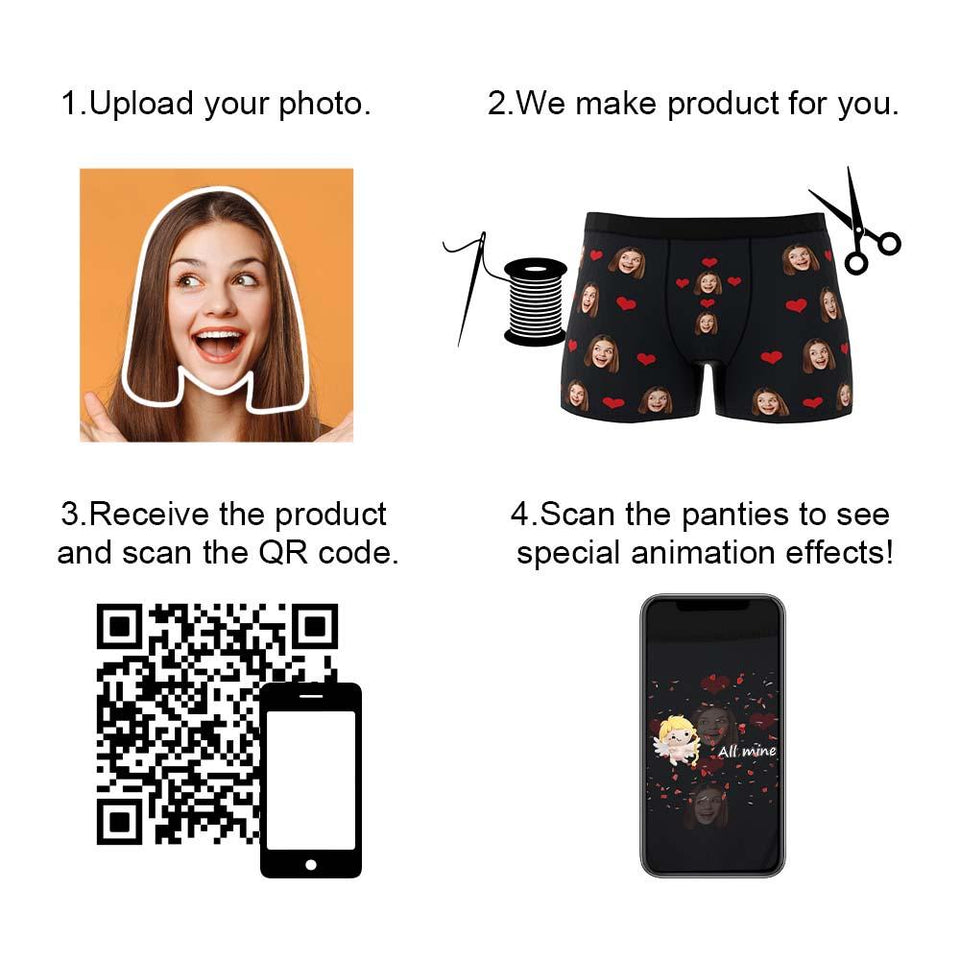 Custom Wife Or Girlfriend Face Boxers AR View - Personalized Couple Men's boxer briefs