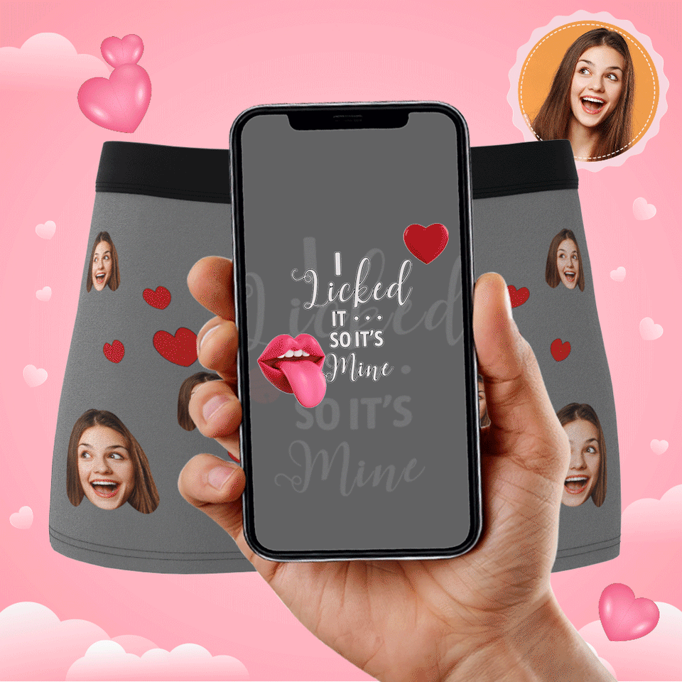 It's Mine Custom Wife Or Girlfriend Face Boxers AR View - Personalized Couple Men's boxer briefs