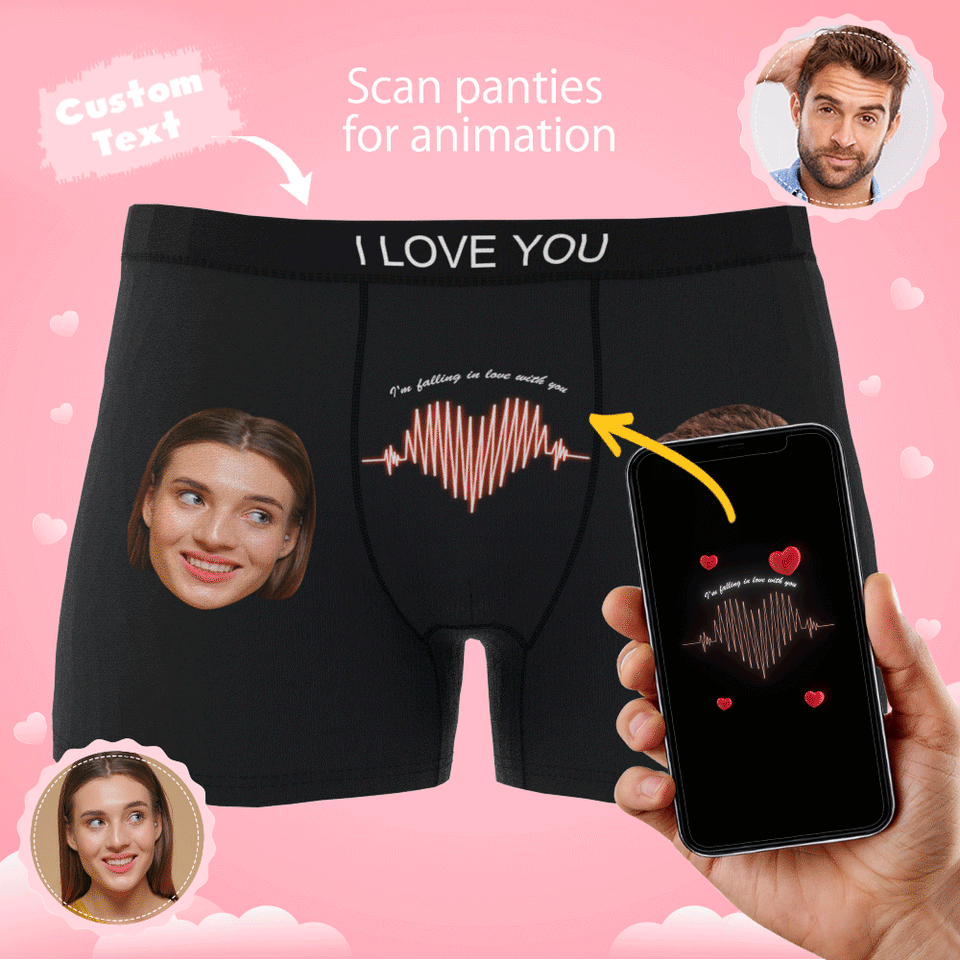 Custom Photo Boxer Electrocardiogram AR View - Personalized Couple Men's boxer briefs