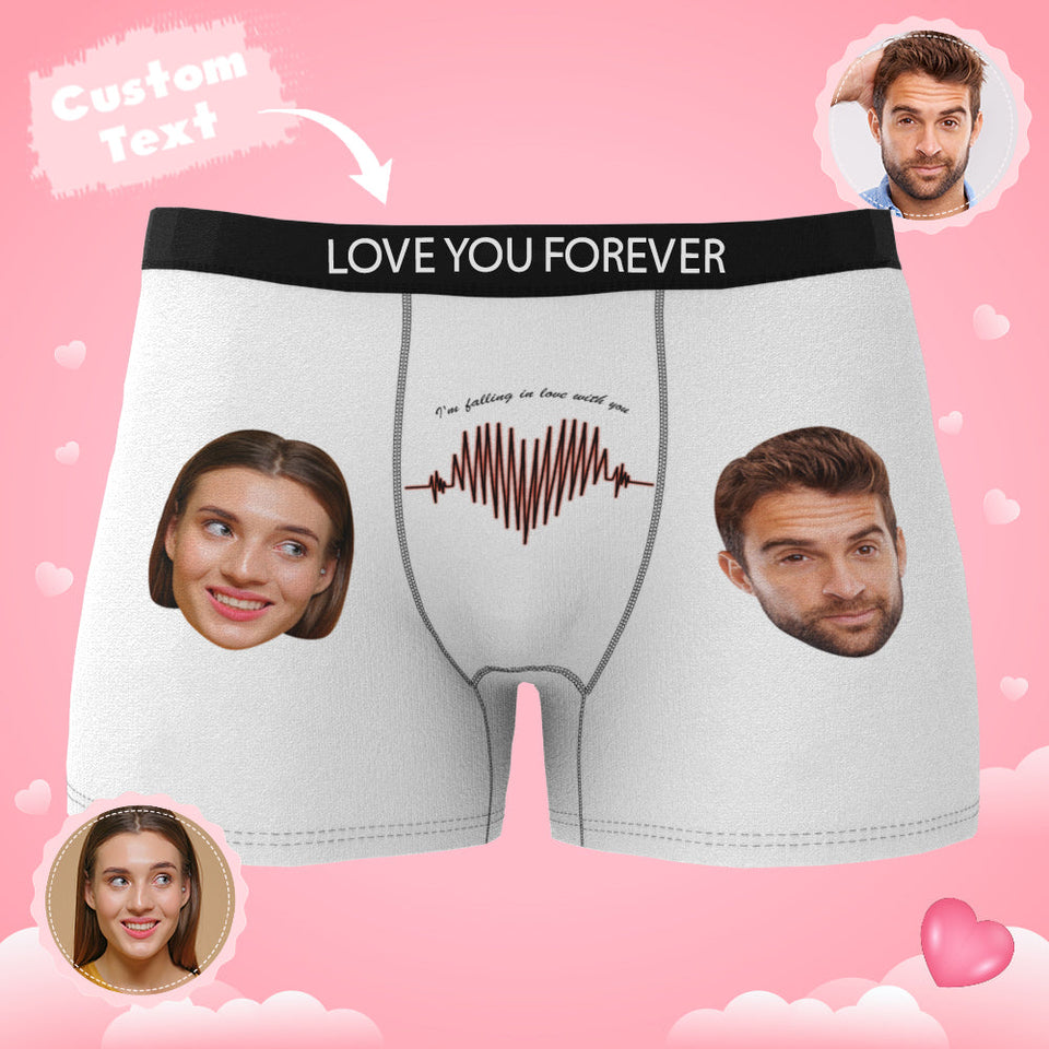 Custom Photo Boxer Electrocardiogram AR View - Personalized Couple Men's boxer briefs
