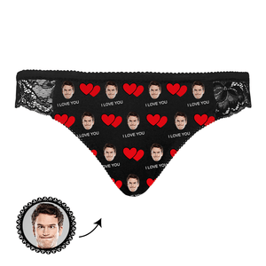 Custom Face Women Lace Sexy Panty - Personalized Couple Black Lace Panties