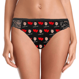 Custom Face Women Lace Sexy Panty - Personalized Couple Black Lace Panties
