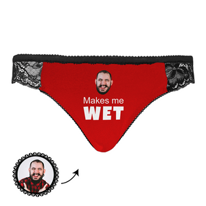 Custom Face Women Lace Sexy Panty - Personalized Couple Black Lace Panties