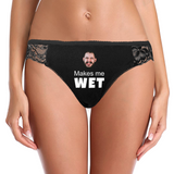 Custom Face Women Lace Sexy Panty - Personalized Couple Black Lace Panties