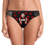 Custom Face Women Lace Sexy Panty - Personalized Couple Black Lace Panties