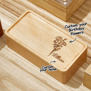 Any Name, Birth Flower - Gift for mom - Personalized Birth Flower Jewellery Box