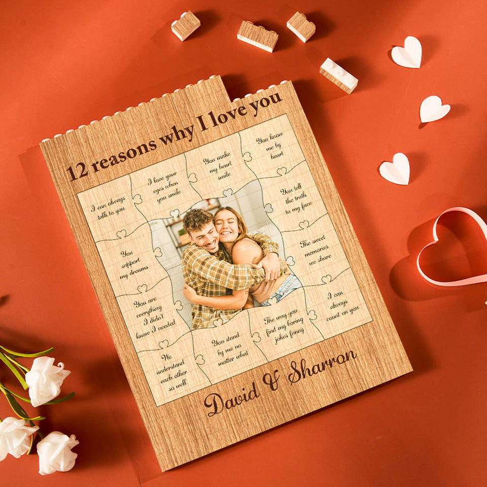 Reasons I Love You - Personalized Couple Photo Building Block Puzzle